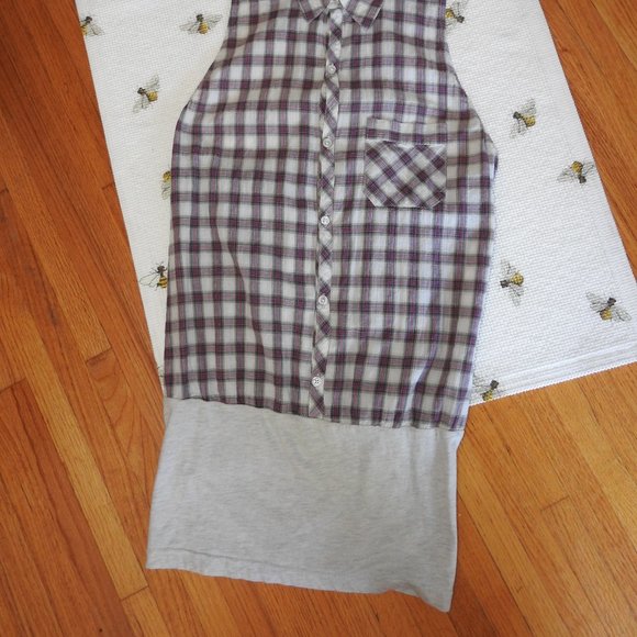 Free People Plaid Long Top Sz Large...C725 - Picture 2 of 6